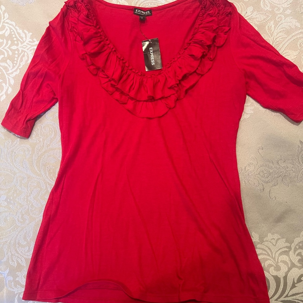 Elegant Red Ruffled Top by Express